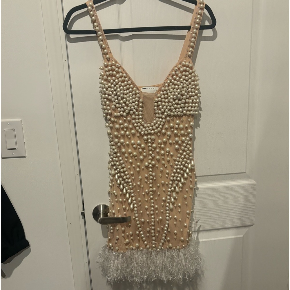 asos pearl embellished dress